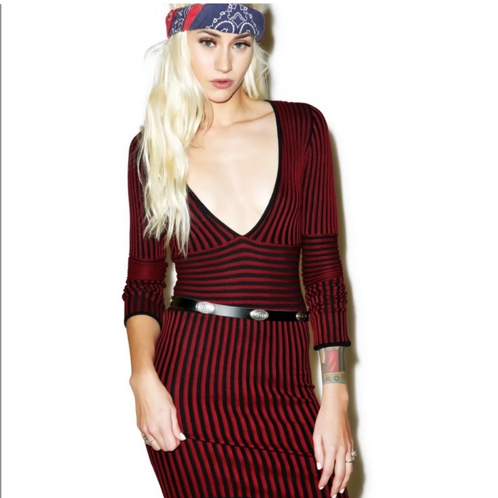 For Love & Lemons Knitz Deep V Sweater Dress S